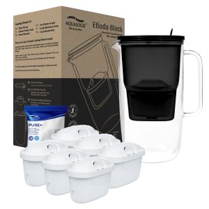 Szklany dzbanek filtrujący Etiuda Czarny + 6 wkłady Pure+